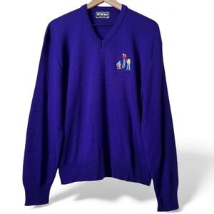Vintage McBriar Pullover Golf Sweater V-Neck Golfer Embroidery Purple Un…